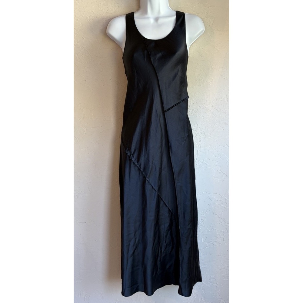 Vince 100% Silk Midi Tank Slip Dress XS Raw Edge Dark Romantic Minimalist Luxury
